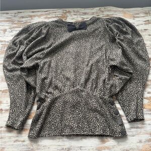 Vintage Louis Feraud Medium Black and Cream Balloon Sleeve Buttons Wool Germany